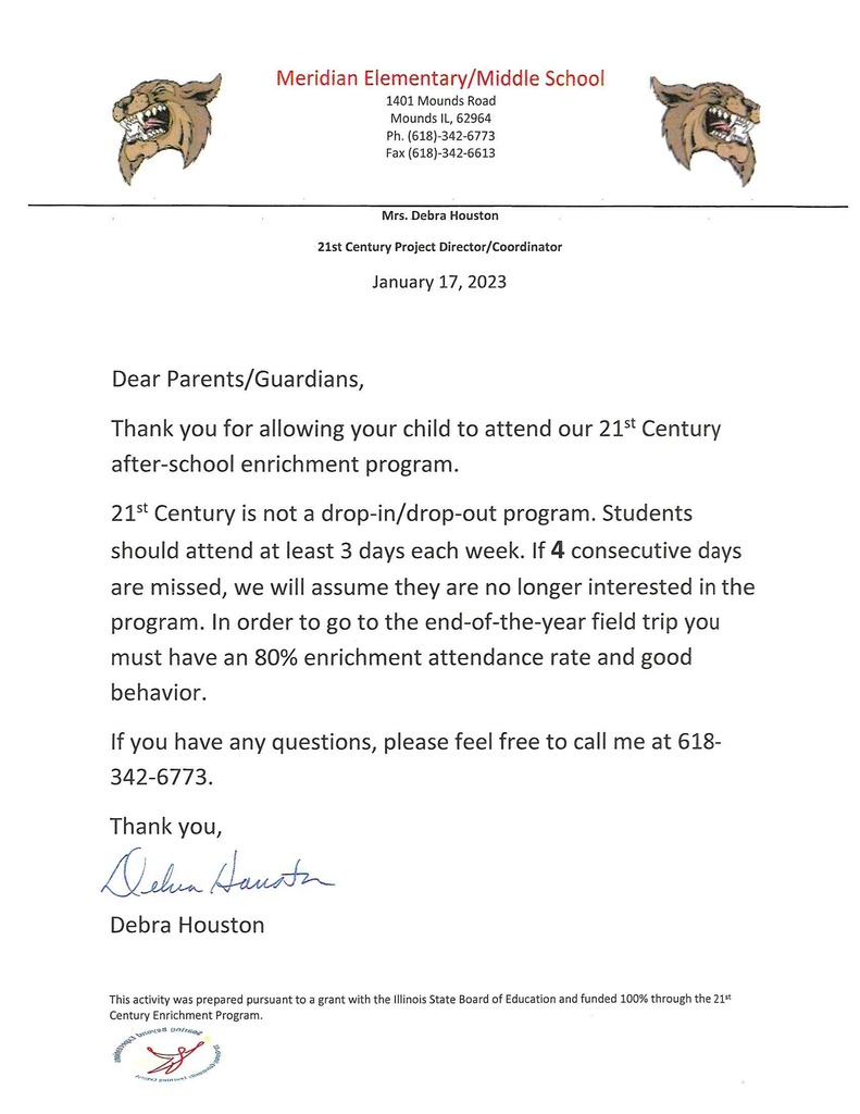 Letter regarding 21st Century students